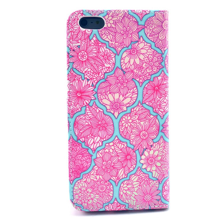 Pink Flowers Pattern Magnetic Leather Wallet Cover for iPhone 6 / 6s w/ Stand & Card Slots-2