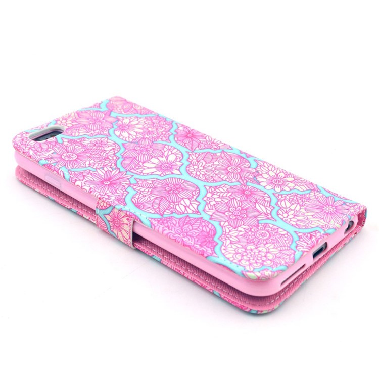 Pink Flowers Pattern Magnetic Leather Wallet Cover for iPhone 6 / 6s w/ Stand & Card Slots-4