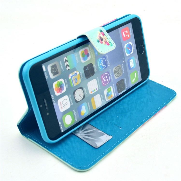 Colorful Macarons Pattern Magnetic Flip Leather Cover for iPhone 6 Plus / 6s Plus w/ Stand-5