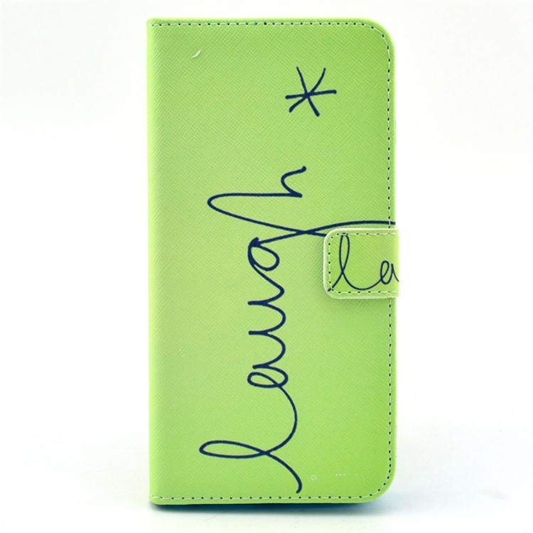 Letter "Laugh" Pattern Magnetic Flip Leather Cover for iPhone 6 Plus / 6s Plus w/ Stand & Card Slots-1