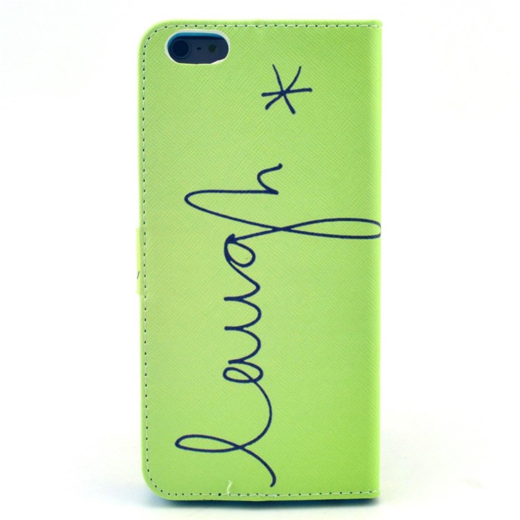 Letter "Laugh" Pattern Magnetic Flip Leather Cover for iPhone 6 Plus / 6s Plus w/ Stand & Card Slots-2