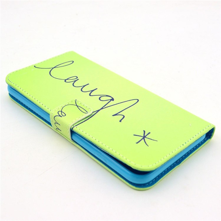 Letter "Laugh" Pattern Magnetic Flip Leather Cover for iPhone 6 Plus / 6s Plus w/ Stand & Card Slots-3