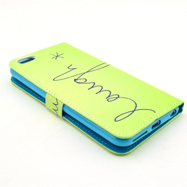 Letter "Laugh" Pattern Magnetic Flip Leather Cover for iPhone 6 Plus / 6s Plus w/ Stand & Card Slots-4