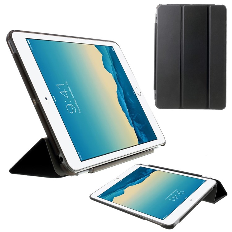 For iPad mini / mini 2 / mini 3 Smart Leather Tri-fold Cover + Back Companion PC Case - Black-1