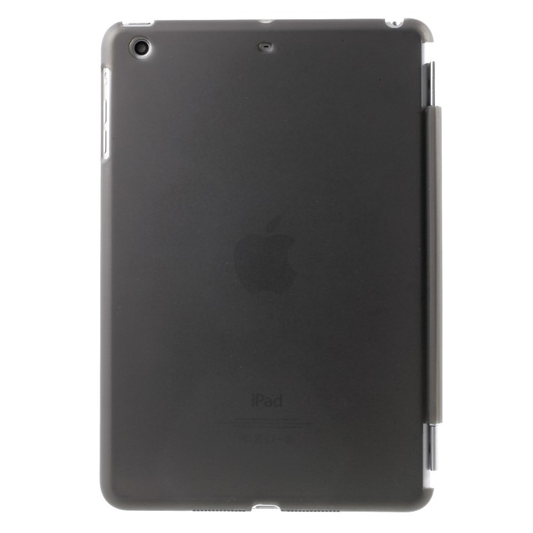 For iPad mini / mini 2 / mini 3 Smart Leather Tri-fold Cover + Back Companion PC Case - Black-3