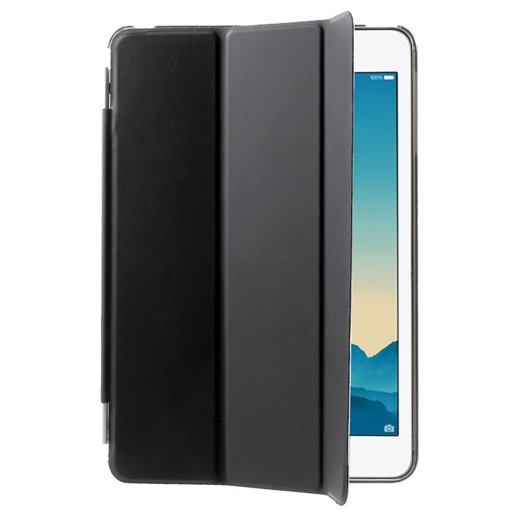 For iPad mini / mini 2 / mini 3 Smart Leather Tri-fold Cover + Back Companion PC Case - Black-4