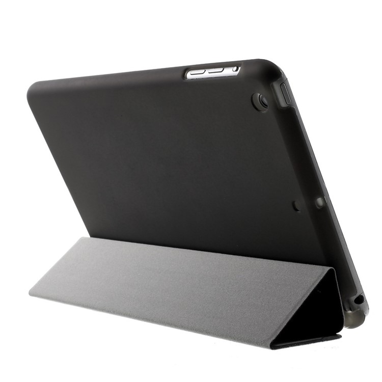 For iPad mini / mini 2 / mini 3 Smart Leather Tri-fold Cover + Back Companion PC Case - Black-5