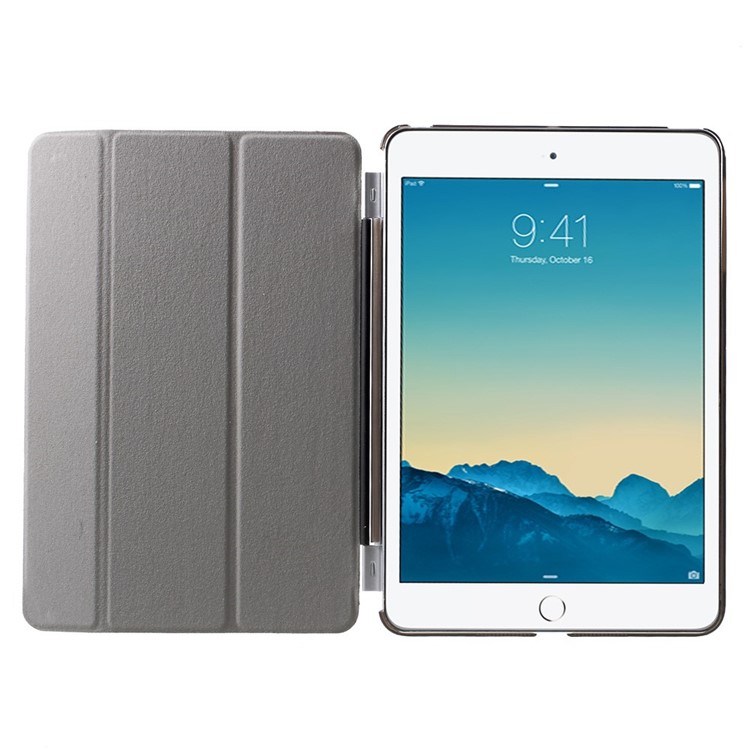 For iPad mini / mini 2 / mini 3 Smart Leather Tri-fold Cover + Back Companion PC Case - Black-7