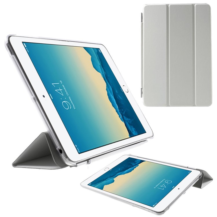 For iPad mini / mini 2 / mini 3 Tri-fold Smart Leather Cover + Back Companion PC Case - White-1