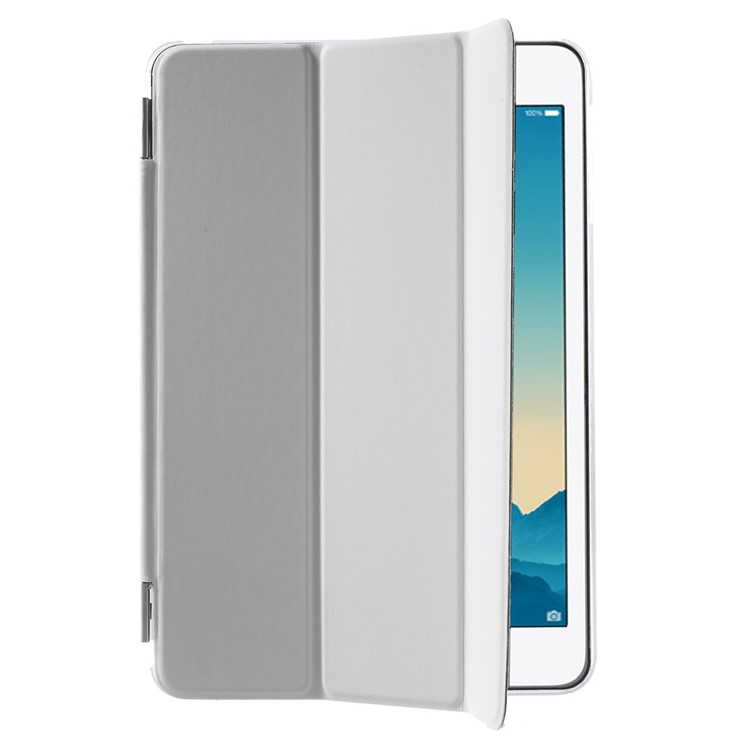 For iPad mini / mini 2 / mini 3 Tri-fold Smart Leather Cover + Back Companion PC Case - White-4