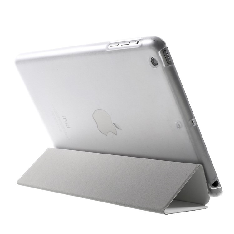 For iPad mini / mini 2 / mini 3 Tri-fold Smart Leather Cover + Back Companion PC Case - White-5