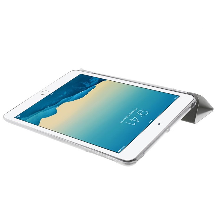 For iPad mini / mini 2 / mini 3 Tri-fold Smart Leather Cover + Back Companion PC Case - White-6