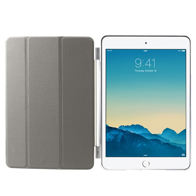 For iPad mini / mini 2 / mini 3 Tri-fold Smart Leather Cover + Back Companion PC Case - White-7