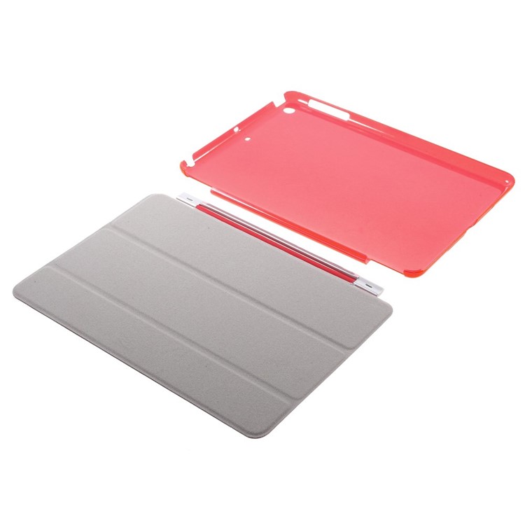 For iPad mini / mini 2 / mini 3 Tri-fold Smart Leather Cover + Companion PC Shell - Red-12