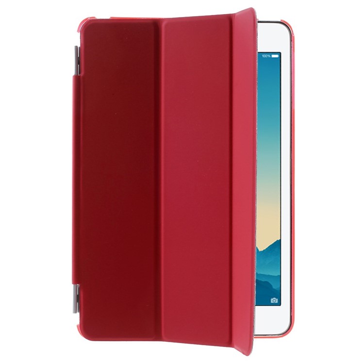 For iPad mini / mini 2 / mini 3 Tri-fold Smart Leather Cover + Companion PC Shell - Red-4