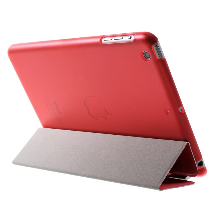 For iPad mini / mini 2 / mini 3 Tri-fold Smart Leather Cover + Companion PC Shell - Red-5