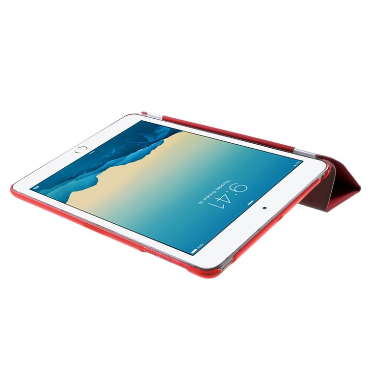 For iPad mini / mini 2 / mini 3 Tri-fold Smart Leather Cover + Companion PC Shell - Red-6