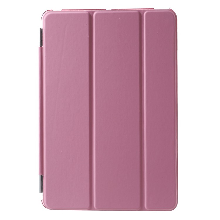 For iPad mini / mini 2 / mini 3 Tri-fold Smart Leather Cover + Back Plastic Case - Pink-2