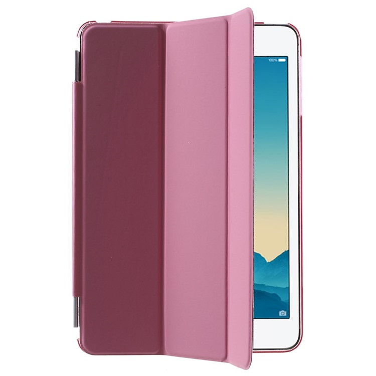 For iPad mini / mini 2 / mini 3 Tri-fold Smart Leather Cover + Back Plastic Case - Pink-4
