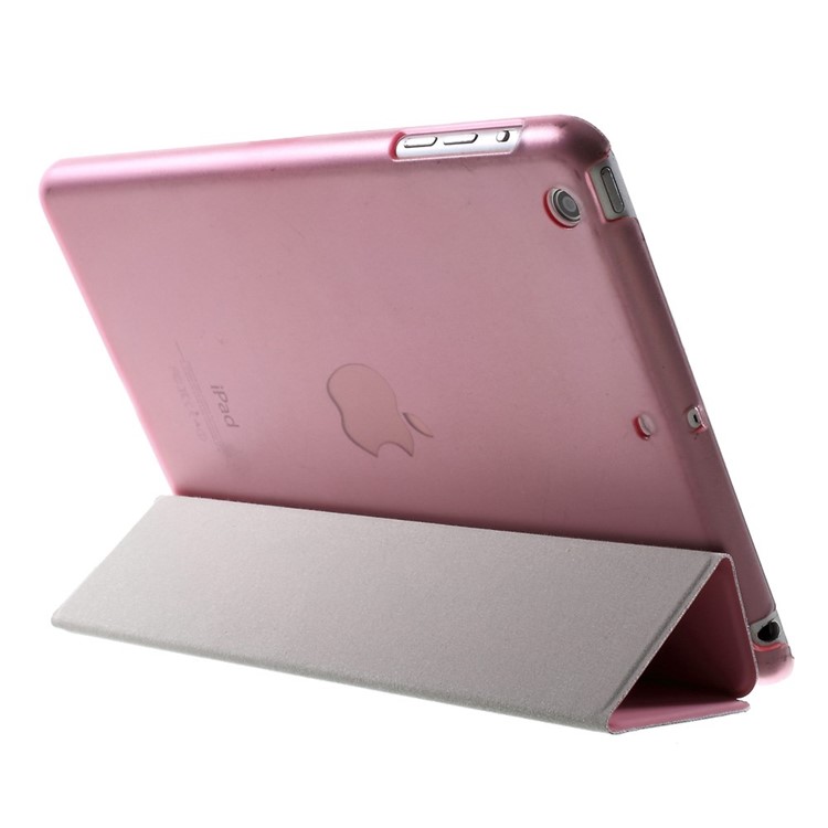 For iPad mini / mini 2 / mini 3 Tri-fold Smart Leather Cover + Back Plastic Case - Pink-5