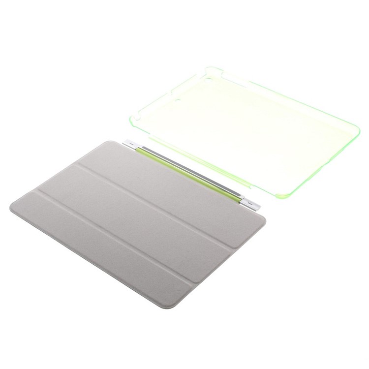 For iPad mini / mini 2 / mini 3 Tri-fold Smart Leather Shell + Plastic Cover - Green-11