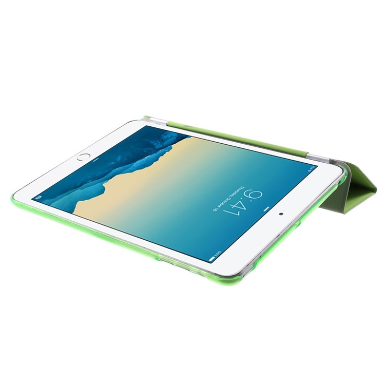 For iPad mini / mini 2 / mini 3 Tri-fold Smart Leather Shell + Plastic Cover - Green-6