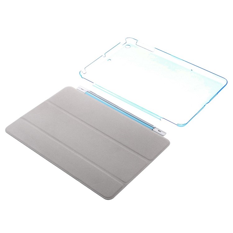 For iPad mini / mini 2 / mini 3 Tri-fold Smart Leather Cover + Plastic Case - Blue-11