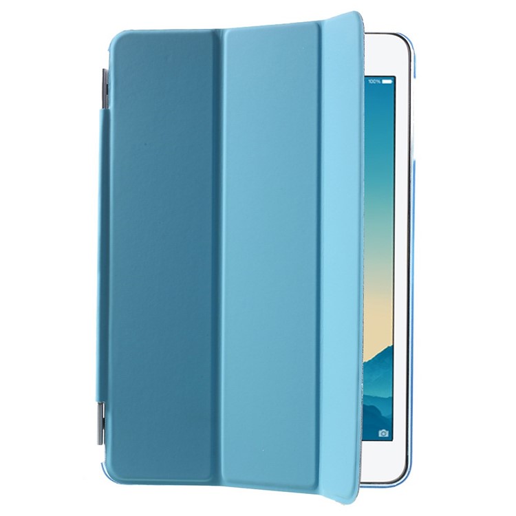 For iPad mini / mini 2 / mini 3 Tri-fold Smart Leather Cover + Plastic Case - Blue-4