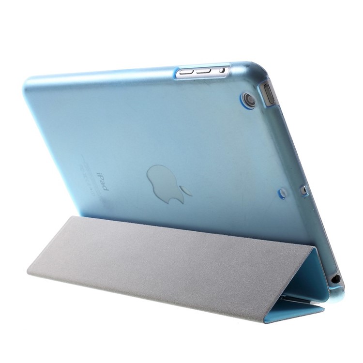 For iPad mini / mini 2 / mini 3 Tri-fold Smart Leather Cover + Plastic Case - Blue-5