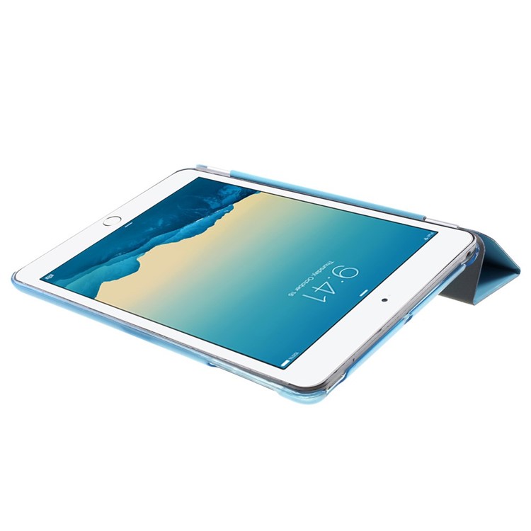 For iPad mini / mini 2 / mini 3 Tri-fold Smart Leather Cover + Plastic Case - Blue-6