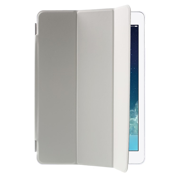 Tri-fold PU Leather Smart Cover and Companion PC Back Shell for iPad Air - White-4