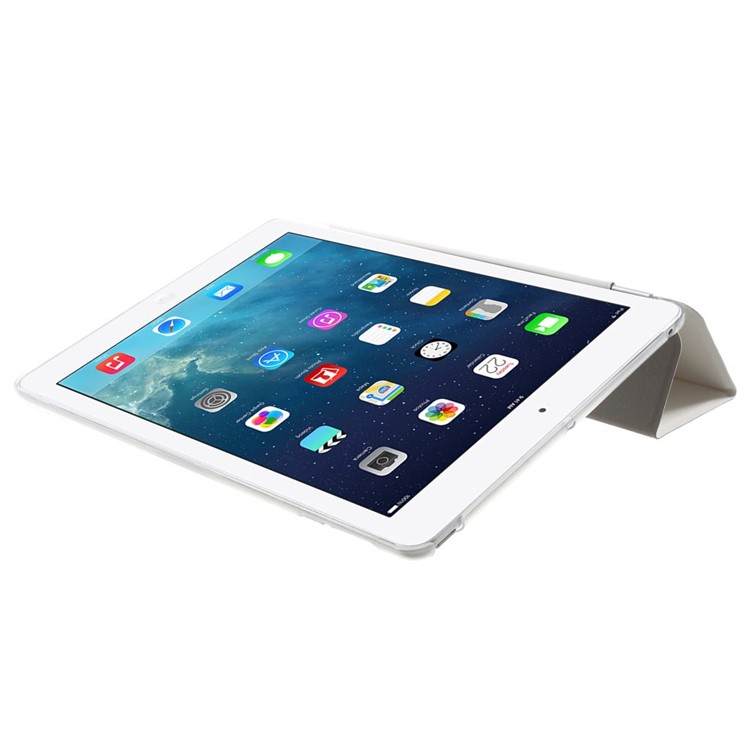 Tri-fold PU Leather Smart Cover and Companion PC Back Shell for iPad Air - White-6