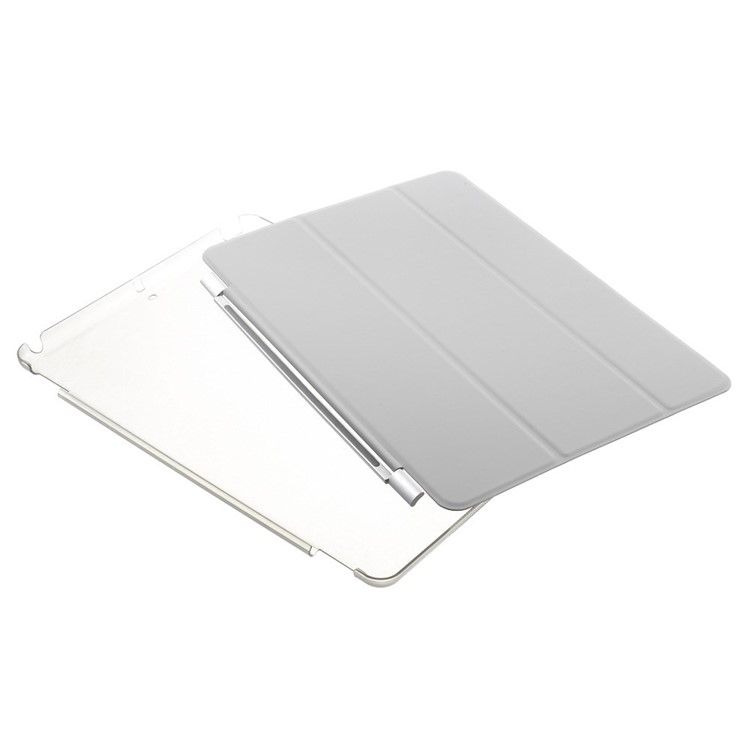 tri-Fold Stand Smart Leather Cover et Companion PC Back Shell pour iPad Air - gris-12