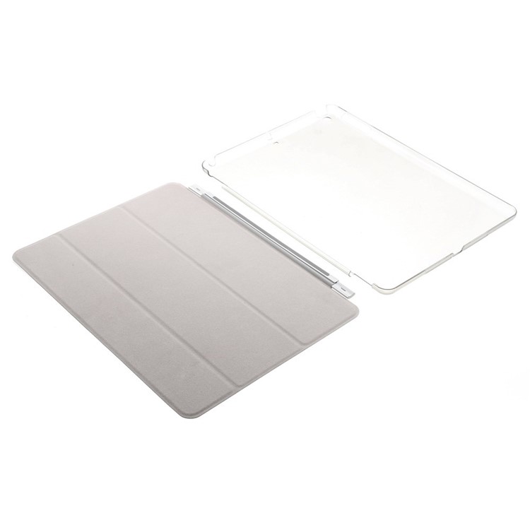 tri-Fold Stand Smart Leather Cover et Companion PC Back Shell pour iPad Air - gris-13