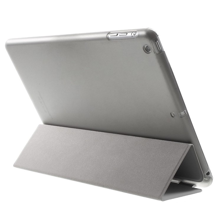 tri-Fold Stand Smart Leather Cover et Companion PC Back Shell pour iPad Air - gris-5