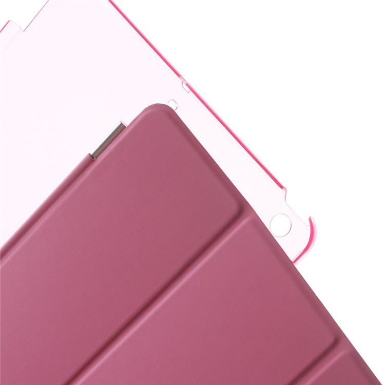 For iPad Air Tri-fold Smart Leather Cover and Companion PC Back Case - Rose-11