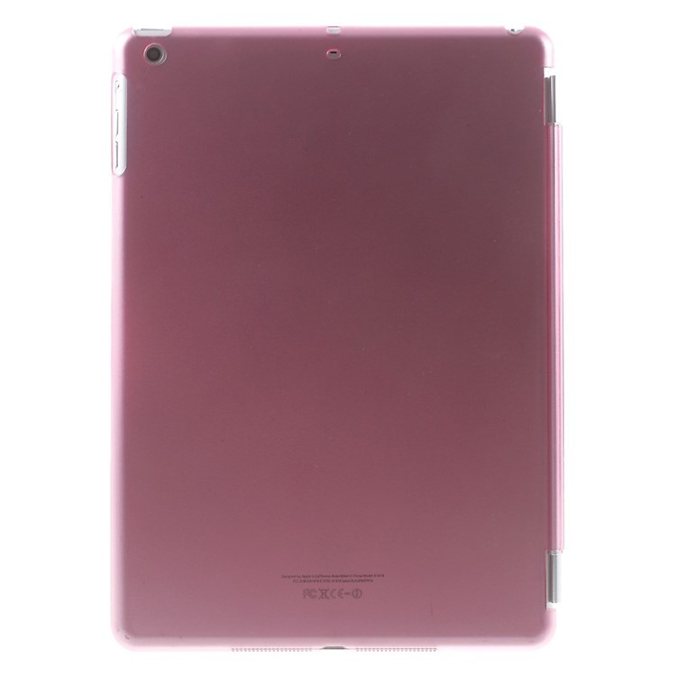 For iPad Air Tri-fold Smart Leather Cover and Companion PC Back Case - Rose-3