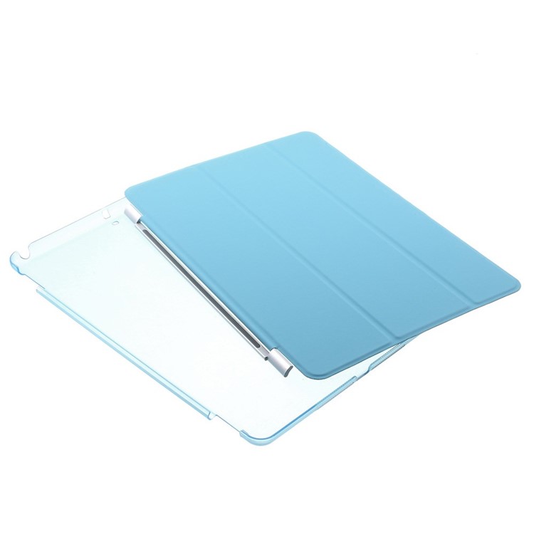 For iPad Air Tri-fold Smart Leather Front Cover and Companion PC Back Shell - Blue-11