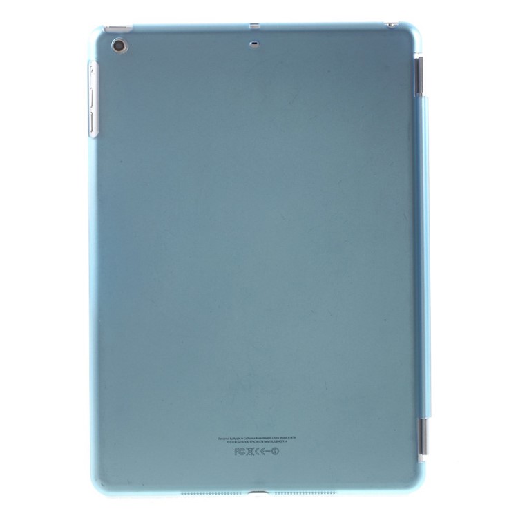 For iPad Air Tri-fold Smart Leather Front Cover and Companion PC Back Shell - Blue-3