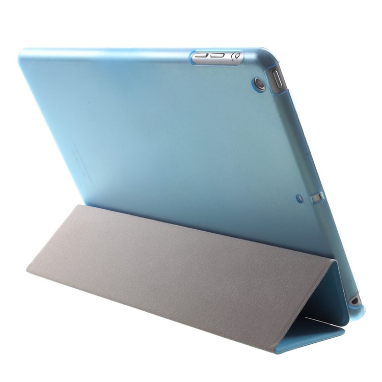For iPad Air Tri-fold Smart Leather Front Cover and Companion PC Back Shell - Blue-5