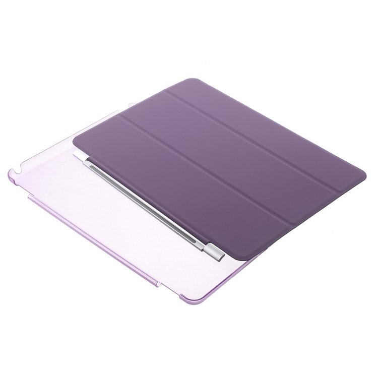 Tri-fold PU Leather Smart Cover and Companion PC Back Shell for iPad Air - Purple-12