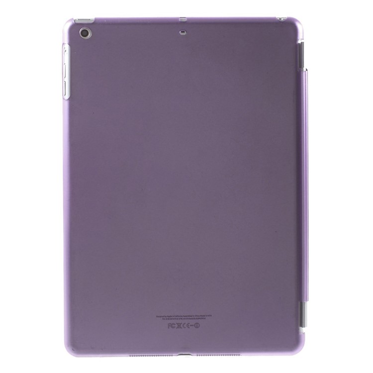 Tri-fold PU Leather Smart Cover and Companion PC Back Shell for iPad Air - Purple-3