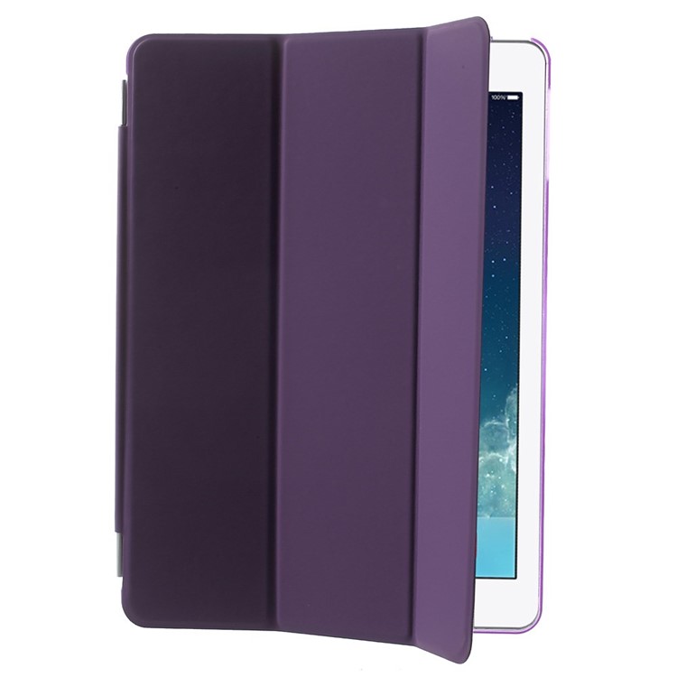 Tri-fold PU Leather Smart Cover and Companion PC Back Shell for iPad Air - Purple-4