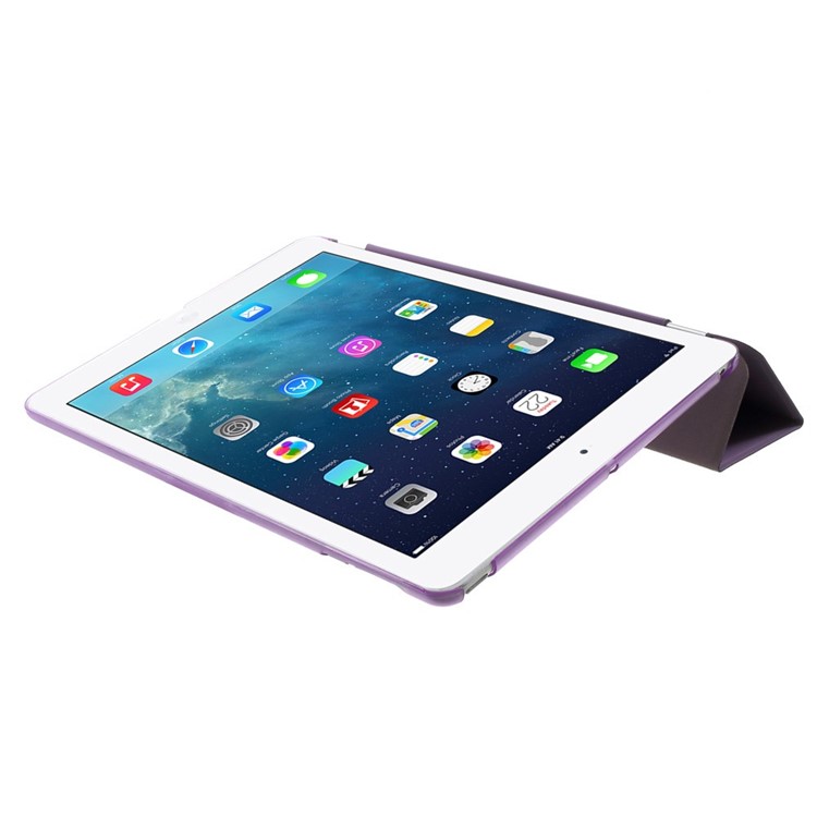 Tri-fold PU Leather Smart Cover and Companion PC Back Shell for iPad Air - Purple-6