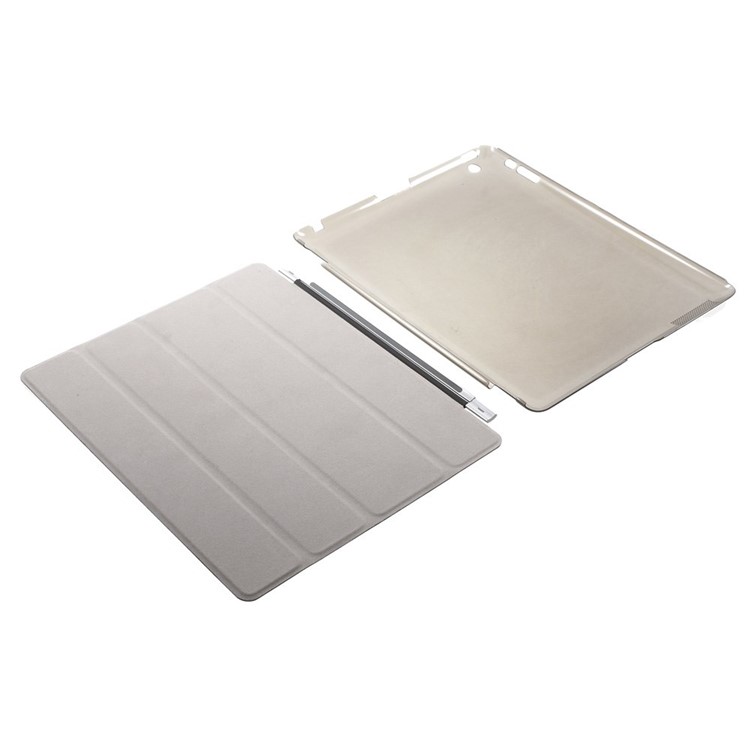 For The New iPad Four-fold Stand Smart Leather Cover and Back Companion PC Case - Black-12