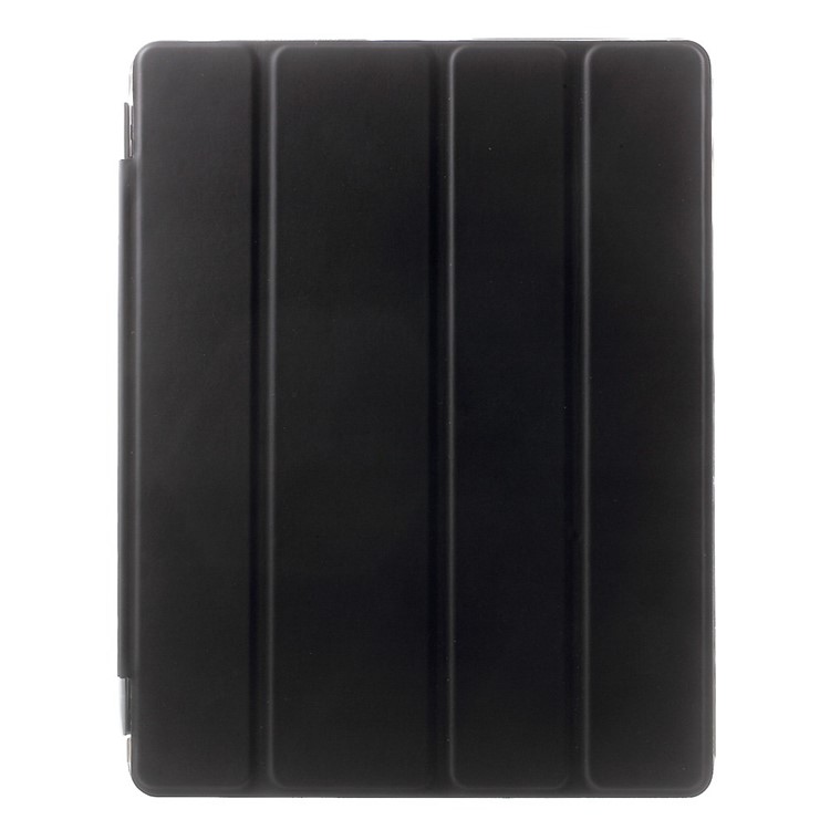For The New iPad Four-fold Stand Smart Leather Cover and Back Companion PC Case - Black-2