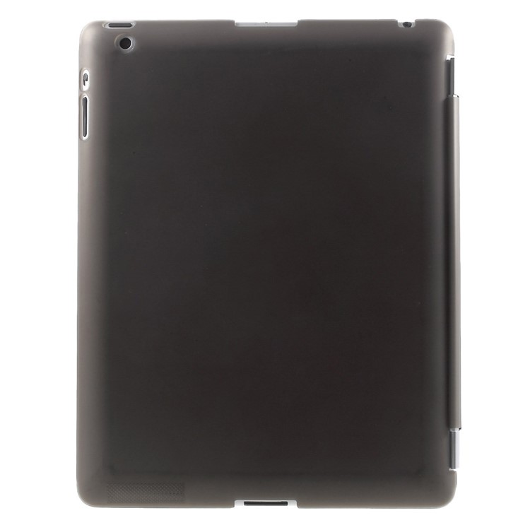 For The New iPad Four-fold Stand Smart Leather Cover and Back Companion PC Case - Black-3