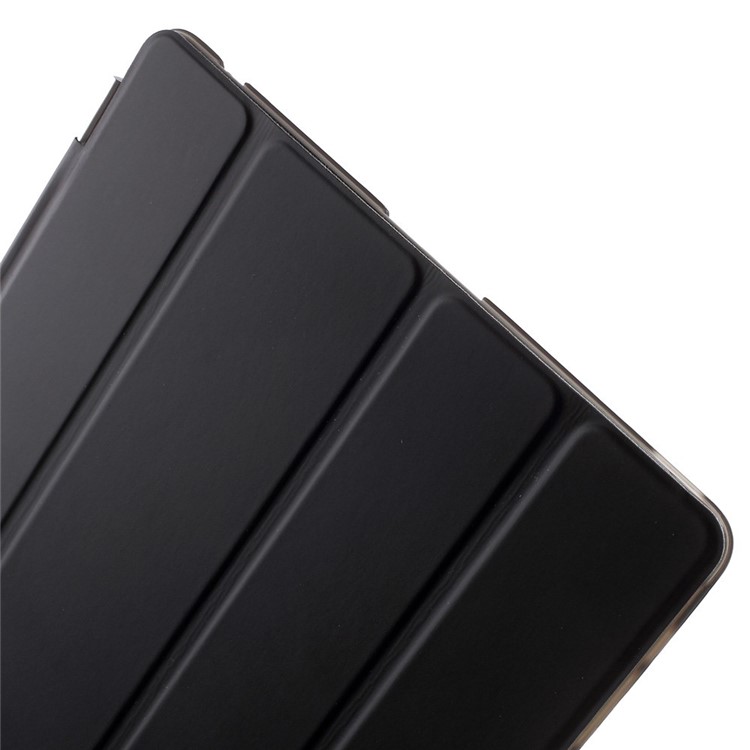 For The New iPad Four-fold Stand Smart Leather Cover and Back Companion PC Case - Black-8