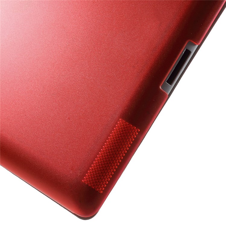 For The New iPad Four-fold Stand Smart Leather Cover and Back Companion PC Case - Red-10