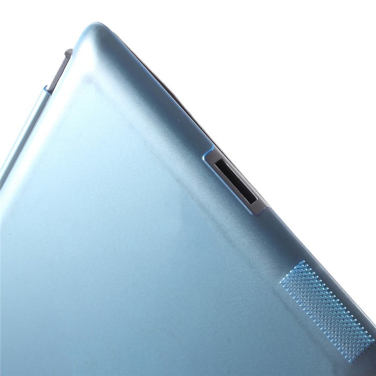 Four-fold Stand Smart Leather Case and Back Companion PC Case for The New iPad - Blue-10